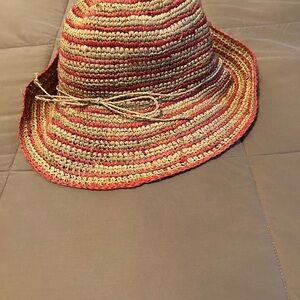 Striped Red and Tan Women's Sun Hat